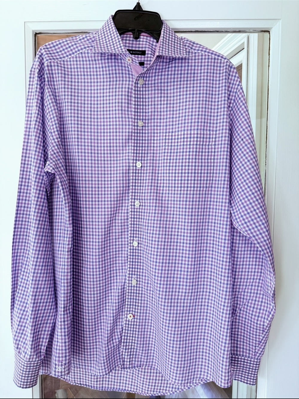 Paul  Betenly EUC BLUE & Purple Gingham Classic Fit Men's Shirt. Medium.